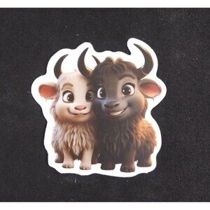 10/$10 Adorable Baby Animal Twins Buffalos Sticker 2.18" x 2" (J)